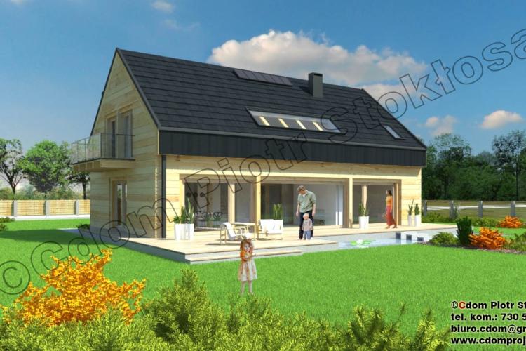 60B.NOWOCZESNY DOM Z BALI PROSTOKĄTNYCH Z DACHEM DWUSPADOWYM O POW. 150M2